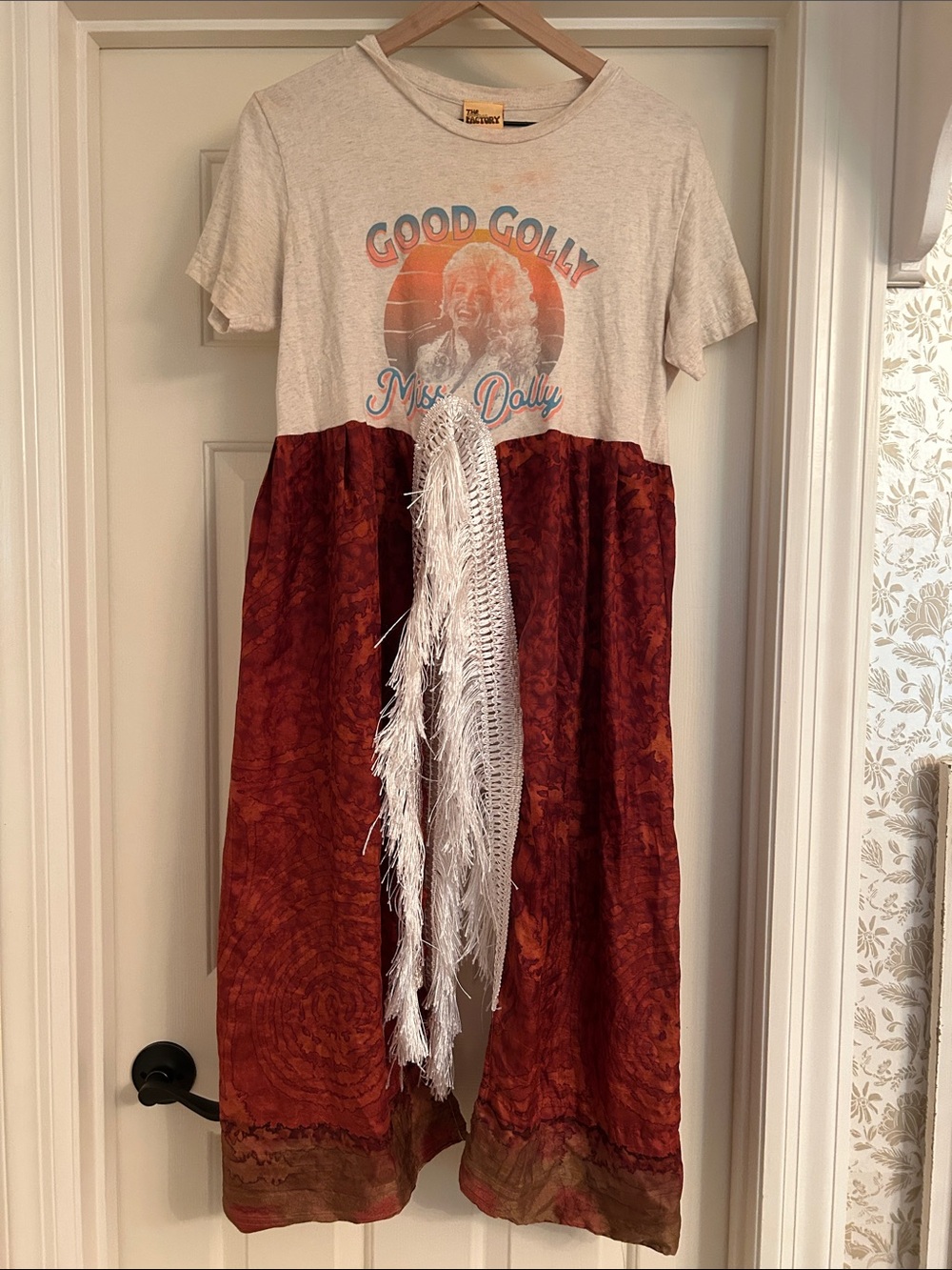 The Morgan Factory Upcycled fringe split tee
